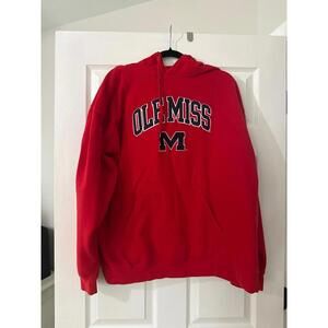 Vintage Genuine Stuff Red Ole Miss Hoodie Sweatshirt XXL